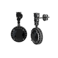 Lavinya Küpe - Siyah zirkon 925 ayar siyah rodyum kaplama gümüş küpe #1ys4sr4