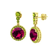 Lavinya Küpe - Rodolit garnet ve peridot 14 ayar altın küpe #f5kwtl