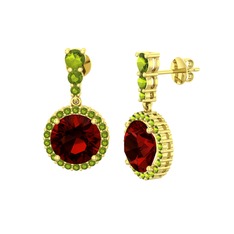 Lavinya Küpe - Garnet ve peridot 14 ayar altın küpe #g2ozja