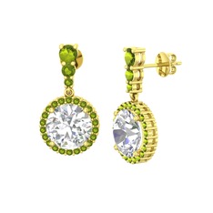 Lavinya Küpe - Swarovski ve peridot 8 ayar altın küpe #kc3kzb