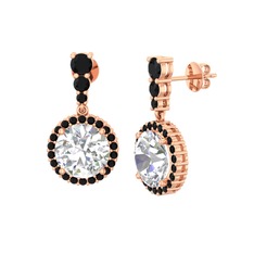 Lavinya Küpe - Swarovski ve siyah zirkon 8 ayar rose altın küpe #qr4av9