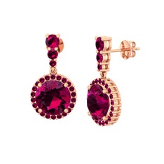 Lavinya Küpe - Rodolit garnet 14 ayar rose altın küpe #r132zx