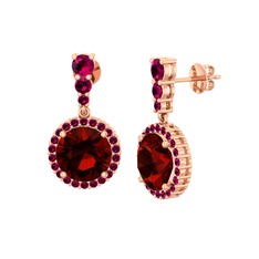 Lavinya Küpe - Garnet ve rodolit garnet 14 ayar rose altın küpe #ujt6hu