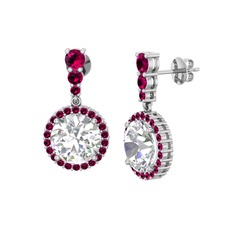 Swarovski ve rodolit garnet 18 ayar beyaz altın küpe