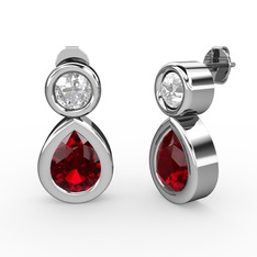 Garnet ve swarovski 925 ayar gümüş küpe