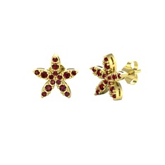 Yasemin Çiçeği Küpe - Garnet 925 ayar altın kaplama gümüş küpe #pqfaje
