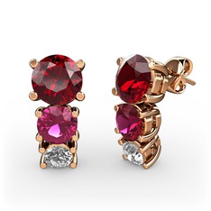 Scala Küpe - Garnet, rodolit garnet ve swarovski 18 ayar rose altın küpe #1u1n1ae