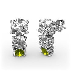 Scala Küpe - Beyaz zirkon, swarovski ve peridot 14 ayar beyaz altın küpe #q6d7rw