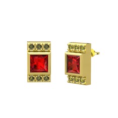 Garnet ve peridot 925 ayar altın kaplama gümüş küpe