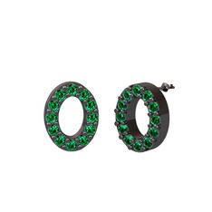 Nola Elips Küpe - Yeşil kuvars 925 ayar siyah rodyum kaplama gümüş küpe #1brlb8t