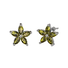 Markiz Yasemin Çiçeği Küpe - Peridot 925 ayar gümüş küpe #1my8znz