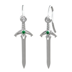 Kılıç Küpe - Swarovski ve yeşil kuvars 925 ayar gümüş küpe #1xtchkr