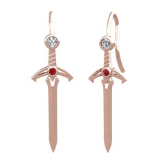 Swarovski ve garnet 14 ayar rose altın küpe