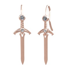 Kılıç Küpe - Pırlanta ve swarovski 18 ayar rose altın küpe (0.16 karat) #eijkr4