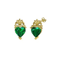 Kalp Claddagh Küpe - Yeşil kuvars 925 ayar altın kaplama gümüş küpe #e1fd3j