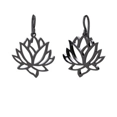 Lotus Çiçeği Küpe - 925 ayar siyah rodyum kaplama gümüş küpe #xewfo