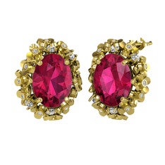 Belka Demet Küpe - Rodolit garnet ve swarovski 14 ayar altın küpe #1vxdtxc