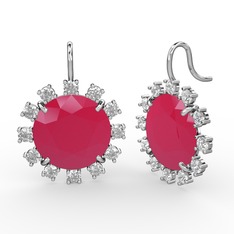 Lumi Küpe - Swarovski ve neon pembe akrilik 14 ayar beyaz altın küpe #18cdxw8