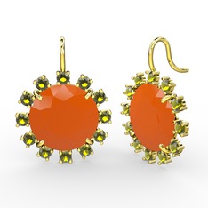 Lumi Küpe - Peridot ve neon turuncu akrilik 14 ayar altın küpe #ezun3i