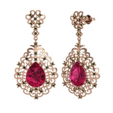 Rodolit garnet ve peridot 18 ayar rose altın küpe