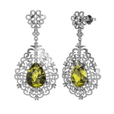 Dalila Küpe - Peridot ve swarovski 14 ayar beyaz altın küpe #amdjvo