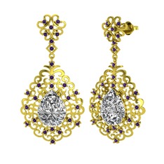 Dalila Küpe - Swarovski ve ametist 8 ayar altın küpe #f67nq6