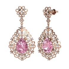 Dalila Küpe - Pembe kuvars ve swarovski 18 ayar rose altın küpe #id1t5l