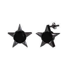 Sirius Yıldız Küpe - Siyah zirkon 925 ayar siyah rodyum kaplama gümüş küpe #16k54wn