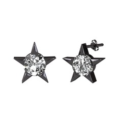 Sirius Yıldız Küpe - Beyaz zirkon 925 ayar siyah rodyum kaplama gümüş küpe #1t7ew24