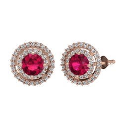 Rodolit garnet ve swarovski 18 ayar rose altın küpe