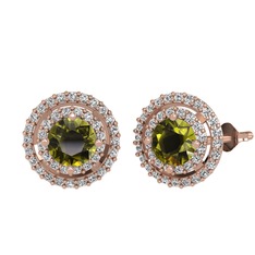 Lyra Küpe - Peridot ve swarovski 18 ayar rose altın küpe #1k7vpt9