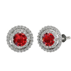 Garnet ve swarovski 925 ayar gümüş küpe