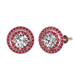 Lyra Küpe - Swarovski ve rodolit garnet 8 ayar rose altın küpe #ss3pfz