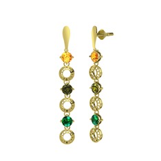 Leilani Küpe - Sitrin, peridot ve yeşil kuvars 925 ayar altın kaplama gümüş küpe #1u3wq16