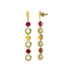 Leilani Küpe - Rodolit garnet, sitrin ve garnet 14 ayar altın küpe #9sztyb