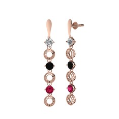 Leilani Küpe - Swarovski, siyah zirkon ve rodolit garnet 8 ayar rose altın küpe #c65hoh