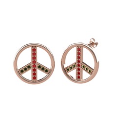 Garnet ve peridot 18 ayar rose altın küpe