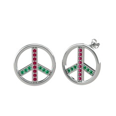 Barış Küpe - Rodolit garnet ve yeşil kuvars 925 ayar gümüş küpe #16ydoeo