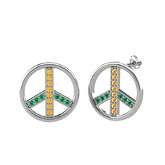 Barış Küpe - Sitrin ve yeşil kuvars 925 ayar gümüş küpe #1j1xm1b