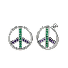 Barış Küpe - Yeşil kuvars ve ametist 925 ayar gümüş küpe #qiwn7k