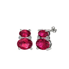 Thea Küpe - Rodolit garnet ve swarovski 14 ayar beyaz altın küpe #1220urm