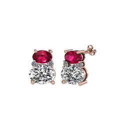 Thea Küpe - Rodolit garnet, swarovski ve pırlanta 18 ayar rose altın küpe (0.072 karat) #1funll5