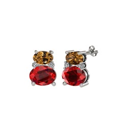 Thea Küpe - Dumanlı kuvars, garnet ve swarovski 925 ayar gümüş küpe #1mxlvgd