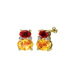 Thea Küpe - Garnet, sitrin ve swarovski 18 ayar altın küpe #1t1m5jh