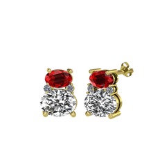 Thea Küpe - Garnet, swarovski ve pırlanta 14 ayar altın küpe (0.072 karat) #3irvd6