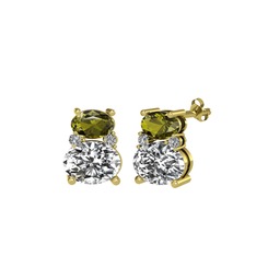 Thea Küpe - Peridot ve swarovski 18 ayar altın küpe #r56xb8