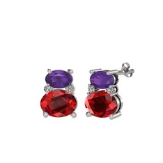 Thea Küpe - Ametist, garnet ve swarovski 925 ayar gümüş küpe #t282vq