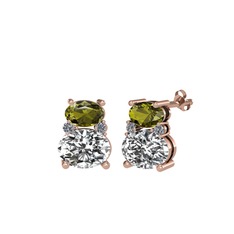 Thea Küpe - Peridot, swarovski ve pırlanta 18 ayar rose altın küpe (0.072 karat) #w4zif8