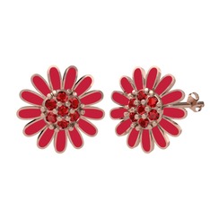 Garnet 14 ayar rose altın küpe (Kırmızı mineli)