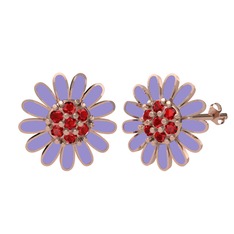 Garnet 8 ayar rose altın küpe (Menekşe mineli)